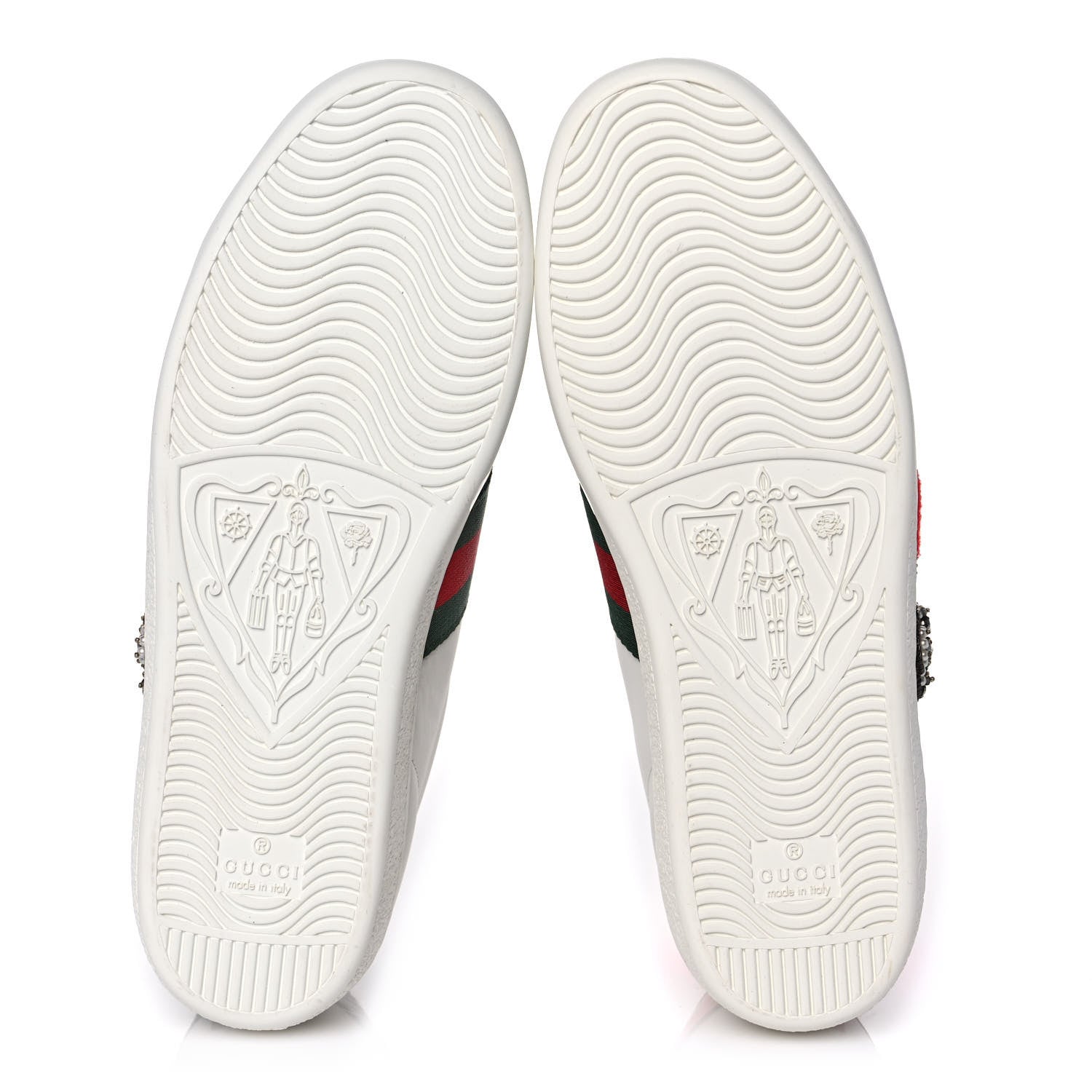 Gucci Calfskin Ayers Web Pierced Heart Embroidered New Ace Sneakers 37 White 5 of 8