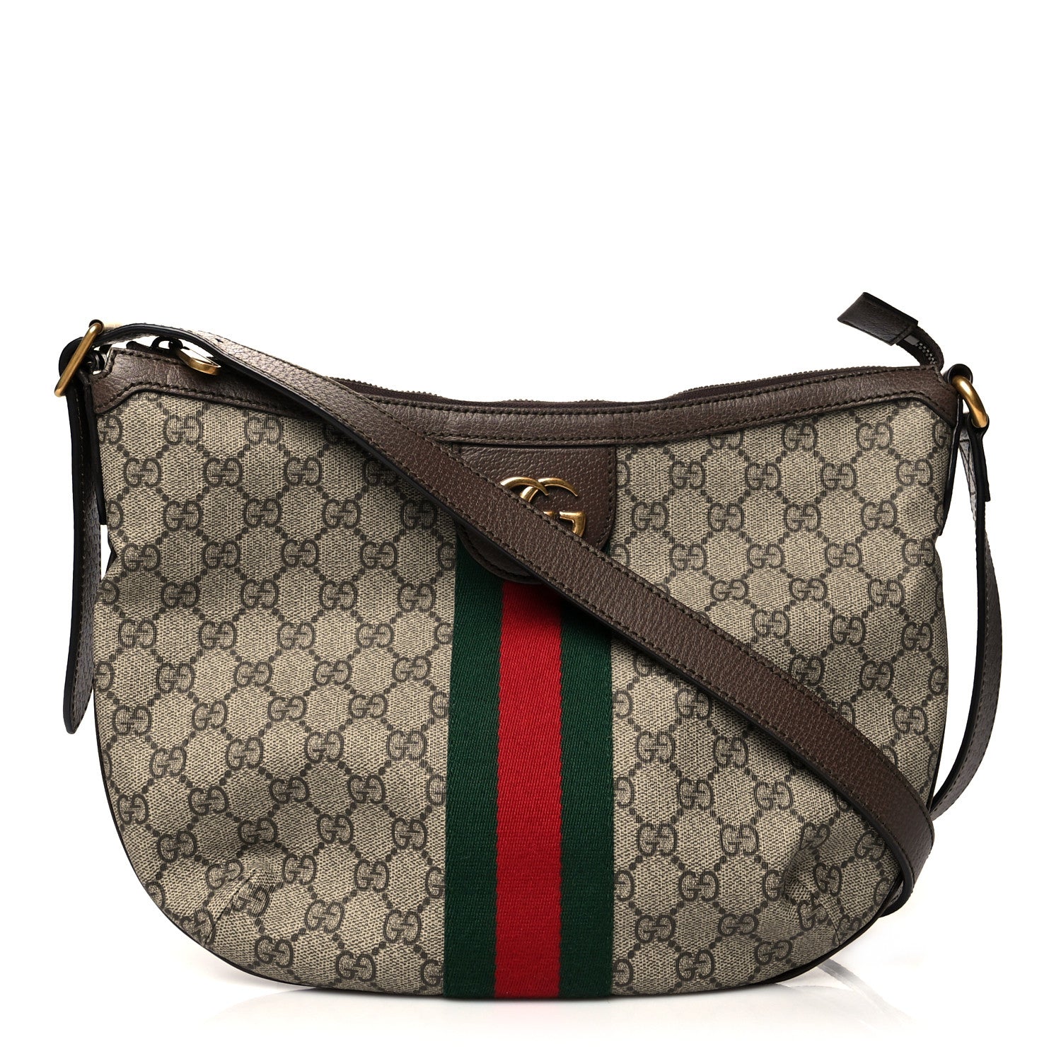 Gucci GG Supreme Monogram Web Small Ophidia Half Moon Hobo Brown 1 of 11