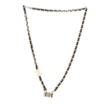 Chanel Metal Lambskin CC Airpods Necklace Gold Black 3 of 6