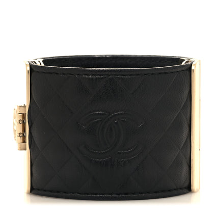 Chanel Calfskin Quilted CC Wide Cuff S Black 1 of 5