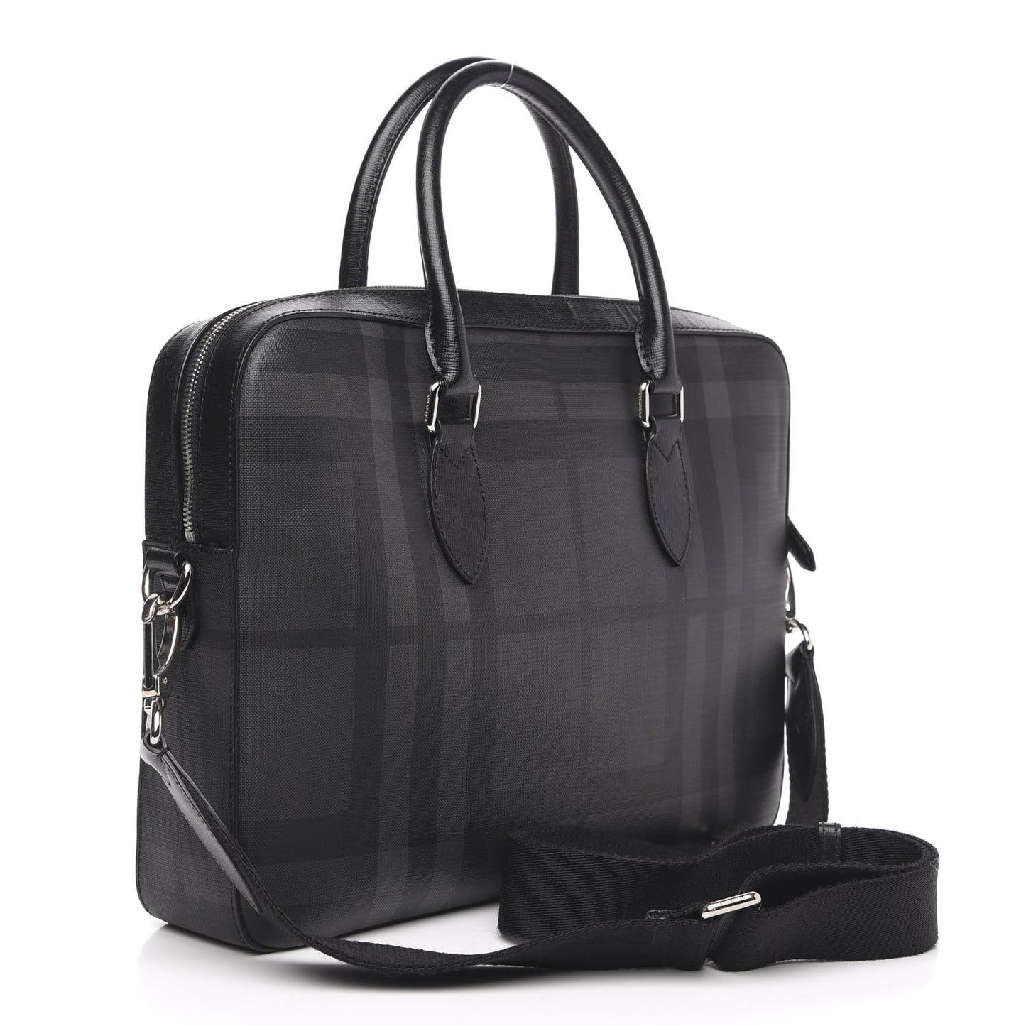 London Check Large Briefcase Black