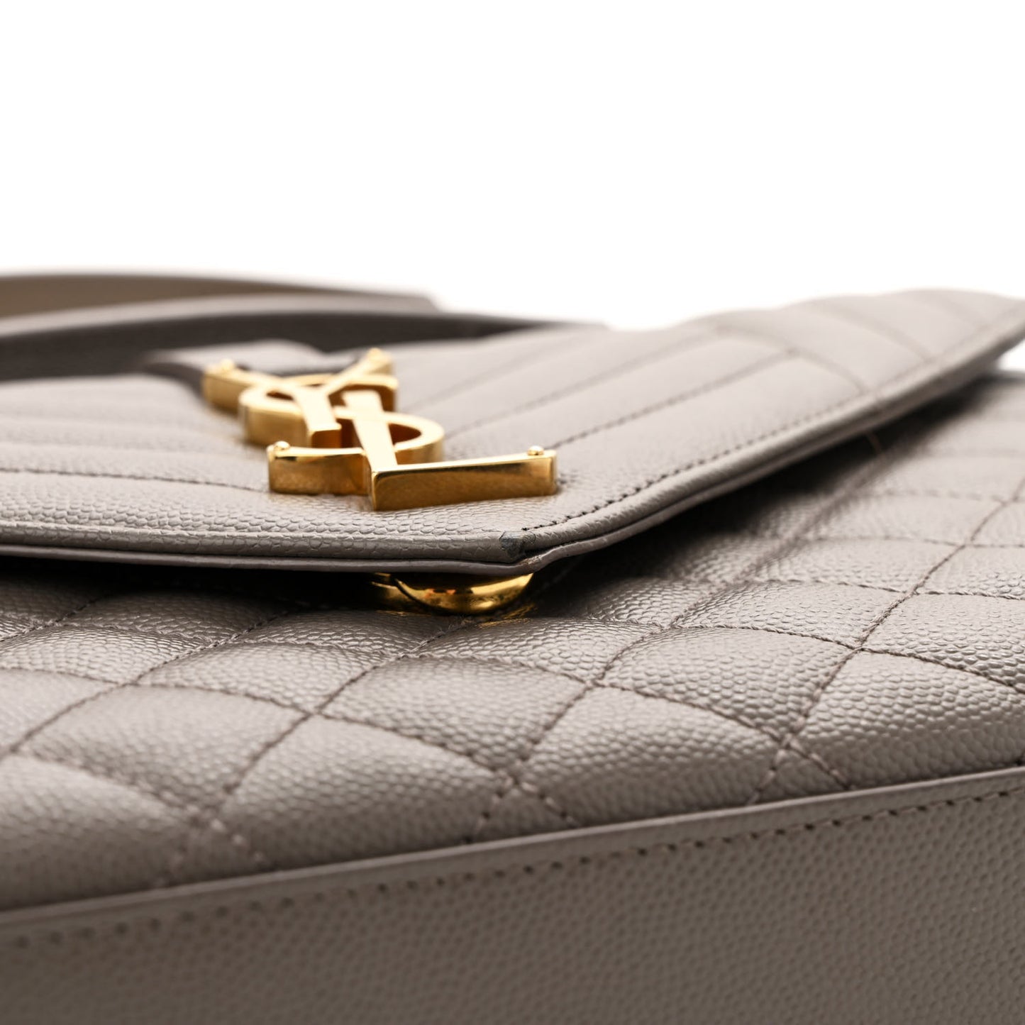 Grain De Poudre Textured Mixed Matelasse Medium Triquilt Monogram Satchel Fog
