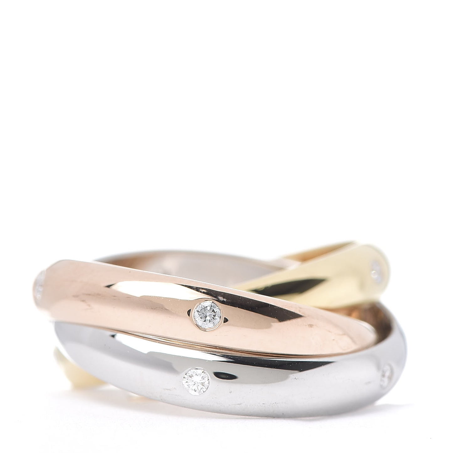 18K Pink Yellow White Gold Diamond Medium Trinity Ring 53 6.25