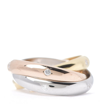 Cartier 18K Pink Yellow White Gold Diamond Medium Trinity Ring 53 6.25 3 of 6