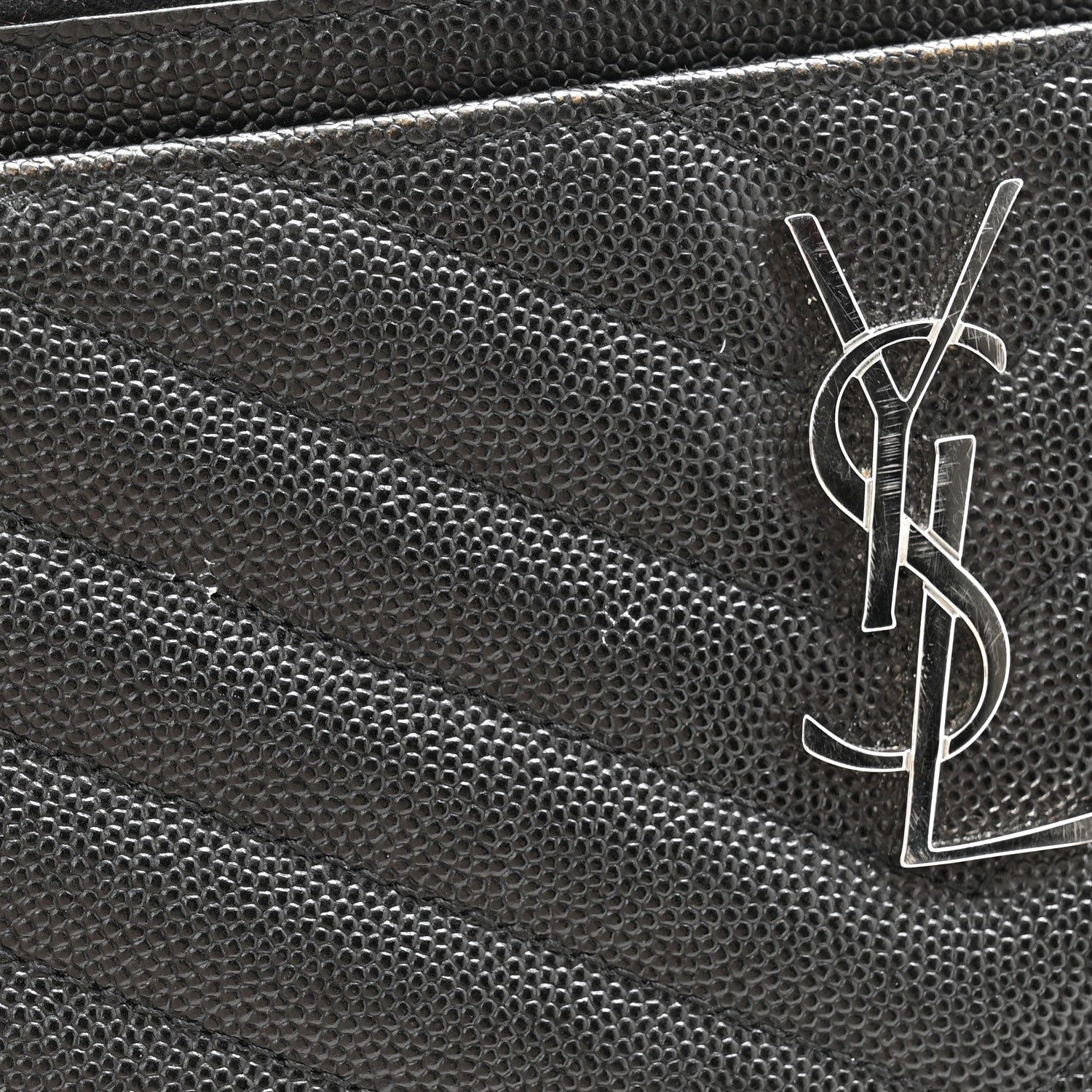 Saint Laurent Grain De Poudre Chevron Monogram Bill Pouch Black 10 of 10