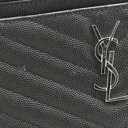 Saint Laurent Grain De Poudre Chevron Monogram Bill Pouch Black 10 of 10