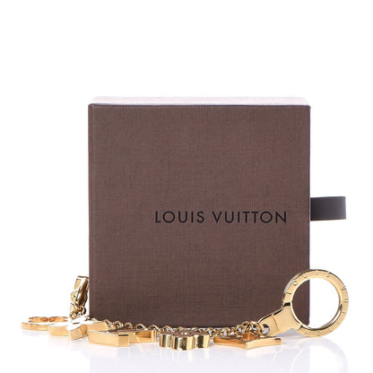 Louis Vuitton Brass Enamel Fleur De Monogram Bag Charm Chain Gold 5 of 5