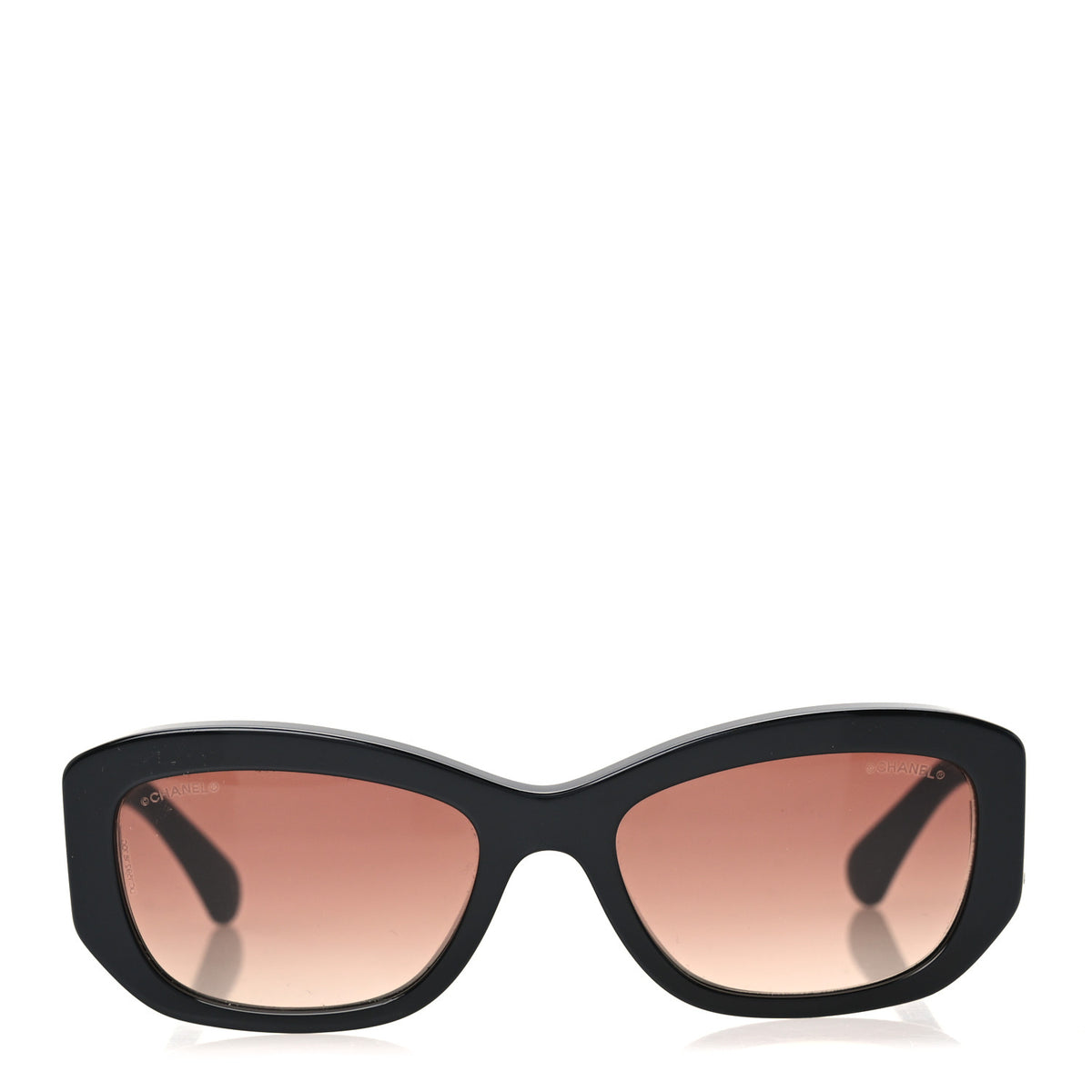 Chanel Acetate Rectangle Sunglasses 5493-A Black Brown 2 of 7