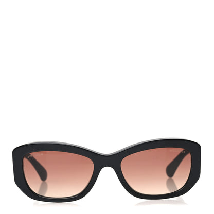 Chanel Acetate Rectangle Sunglasses 5493-A Black Brown 2 of 7