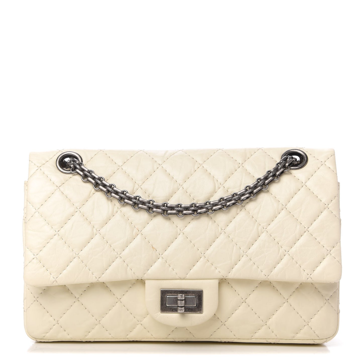 Aged Calfskin Quilted 2.55 Reissue 225 Flap White