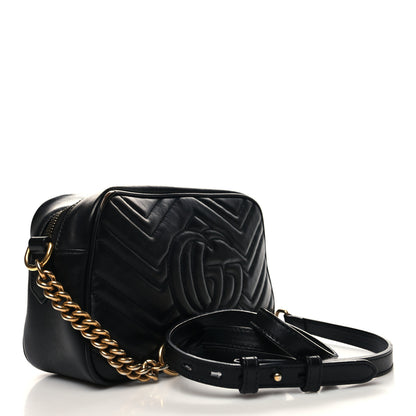 Gucci Calfskin Matelasse Small GG Marmont Chain Shoulder Bag Black 3 of 11