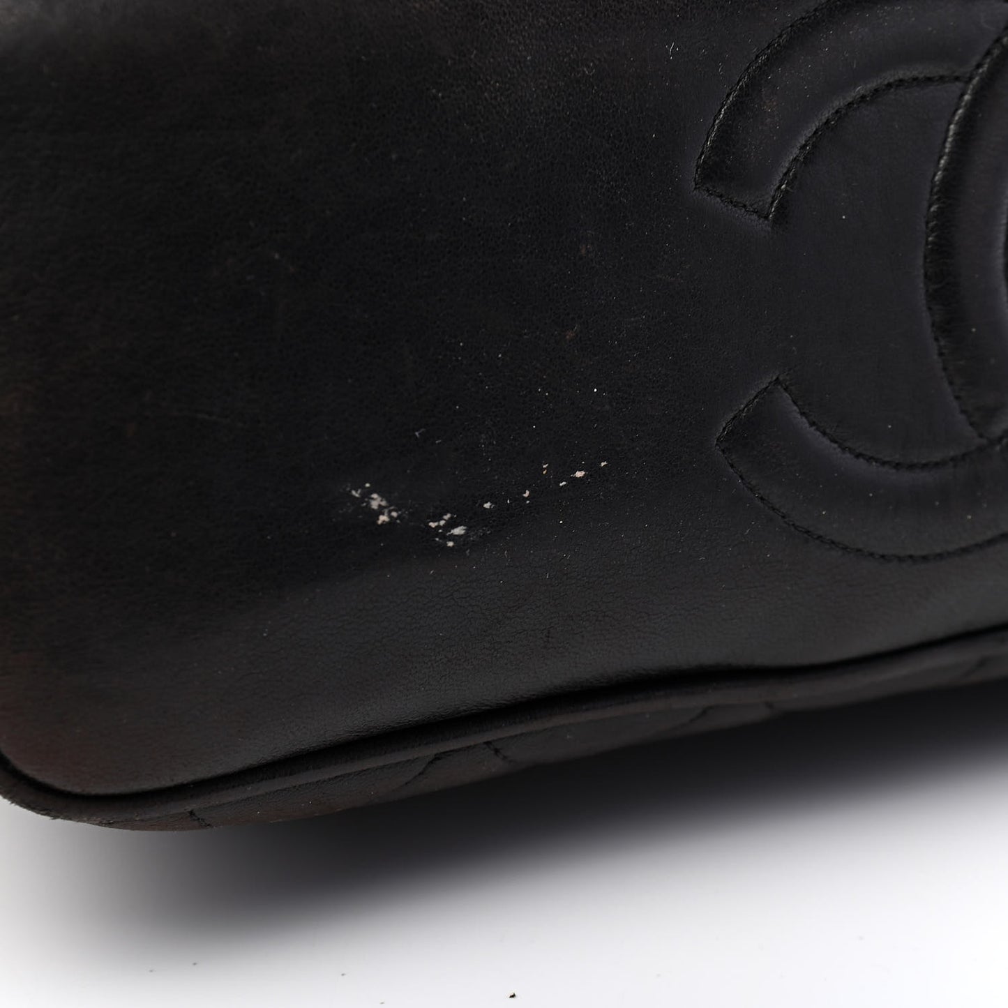 Lambskin Quilted Shopping Tote Black