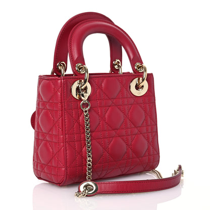 Christian Dior Lambskin Cannage Mini Lady Dior Red 3 of 11