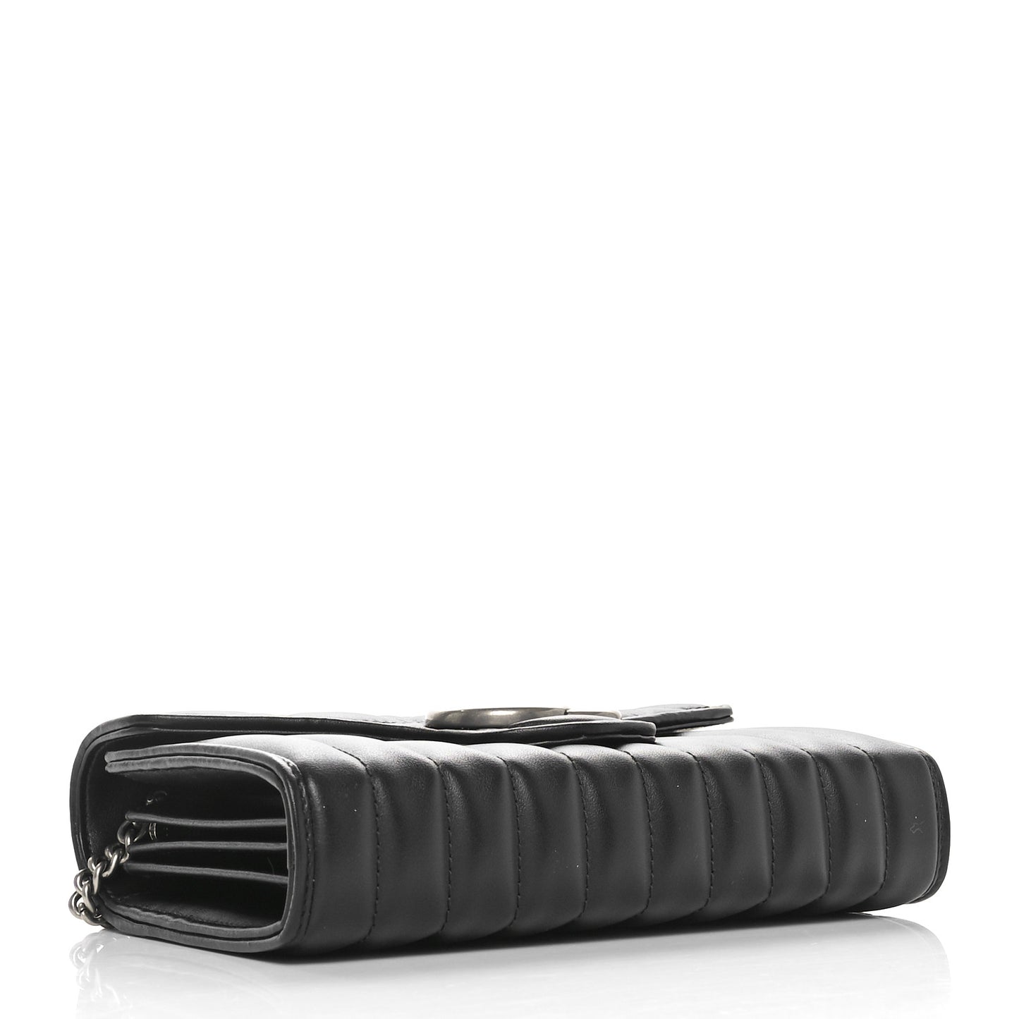 Calfskin Matelasse Aria GG Marmont Chain Wallet Black