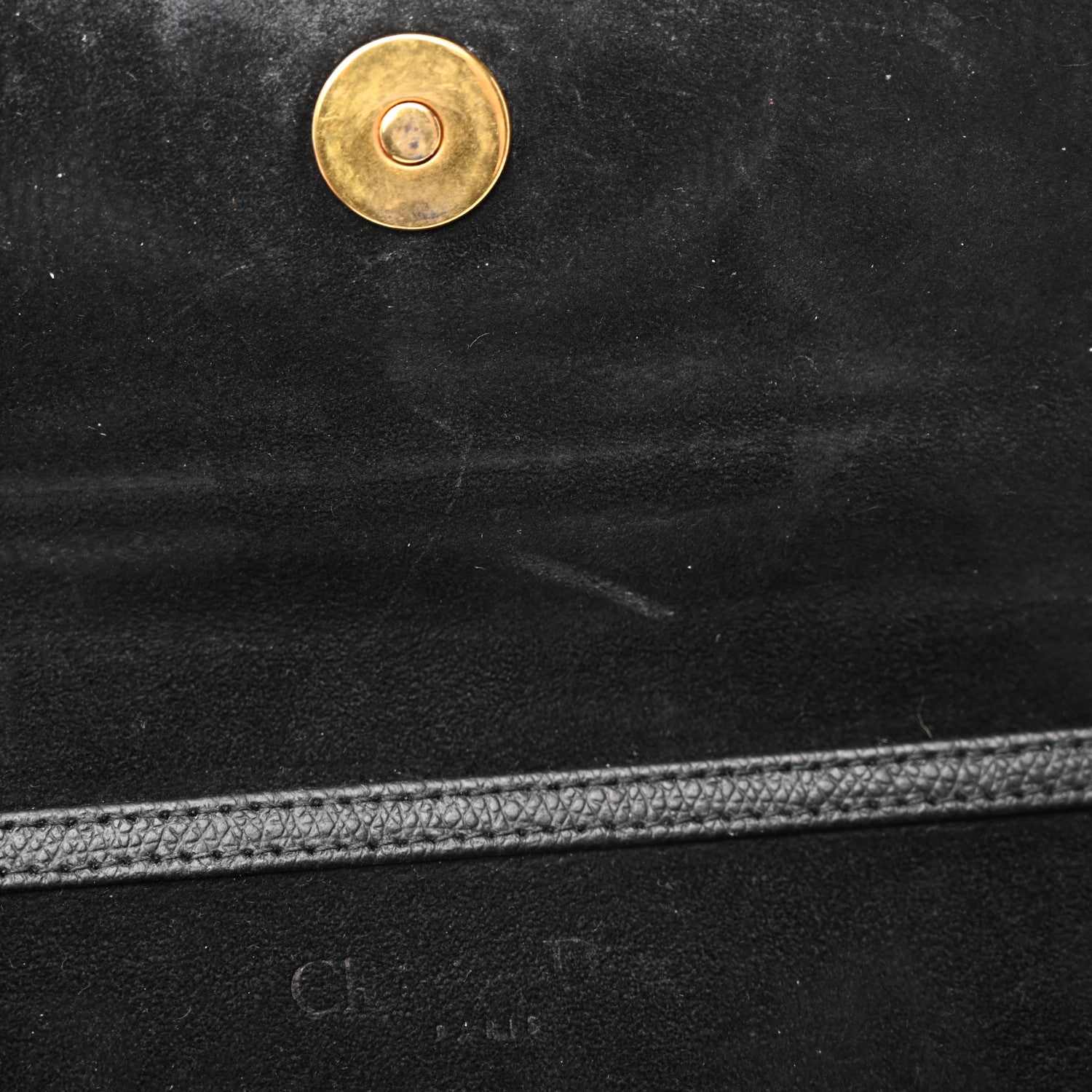 Christian Dior Grained Calfskin Saddle Chain Wallet Pouch Black 10 of 19