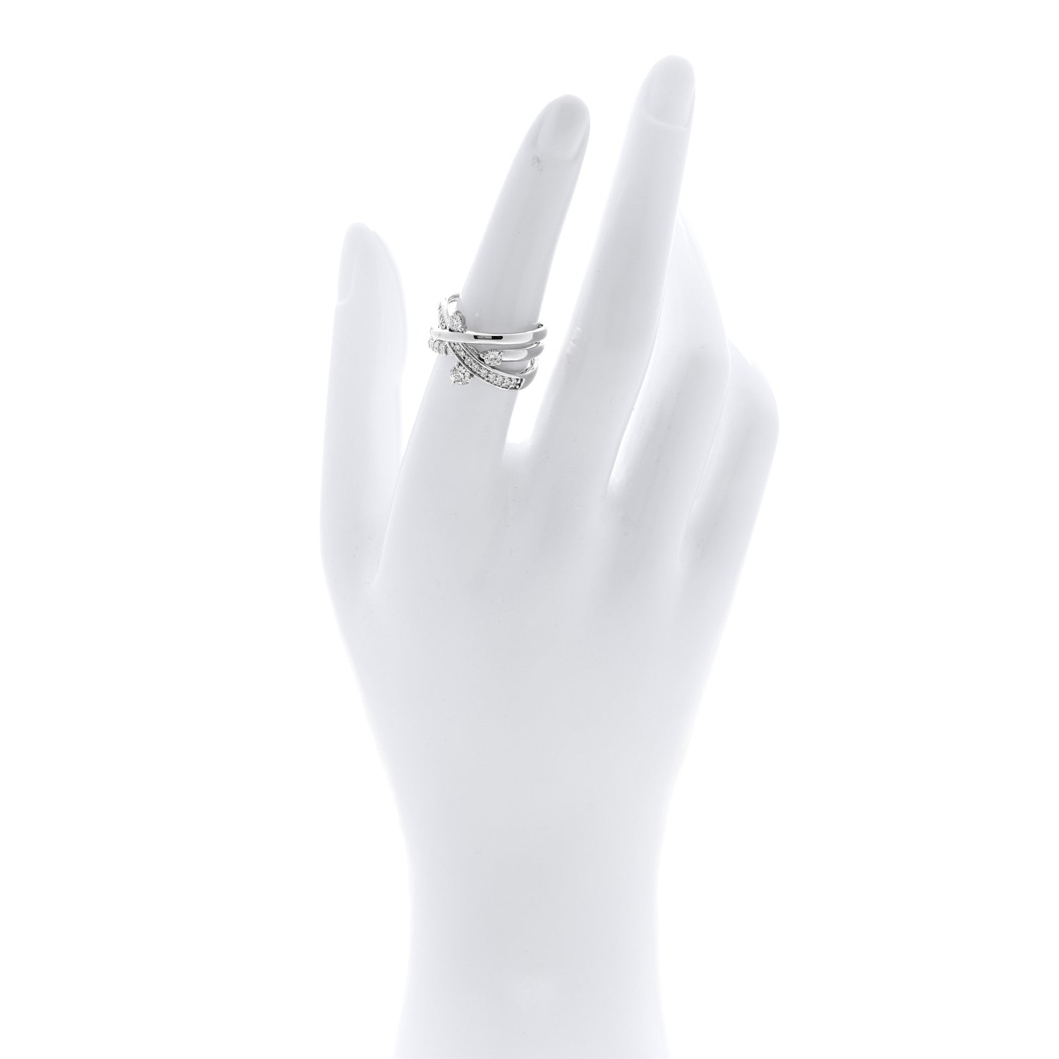 Parker & West by FASHIONPHILE 18K White Gold Diamond .64ctw Crossover Band Ring 53 6.25 2 of 5