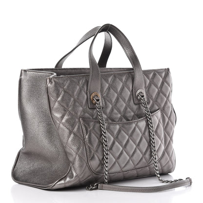 Chanel Metallic Grained Calfskin Quilted Large Casual Pocket Tote Silver 2 of 18