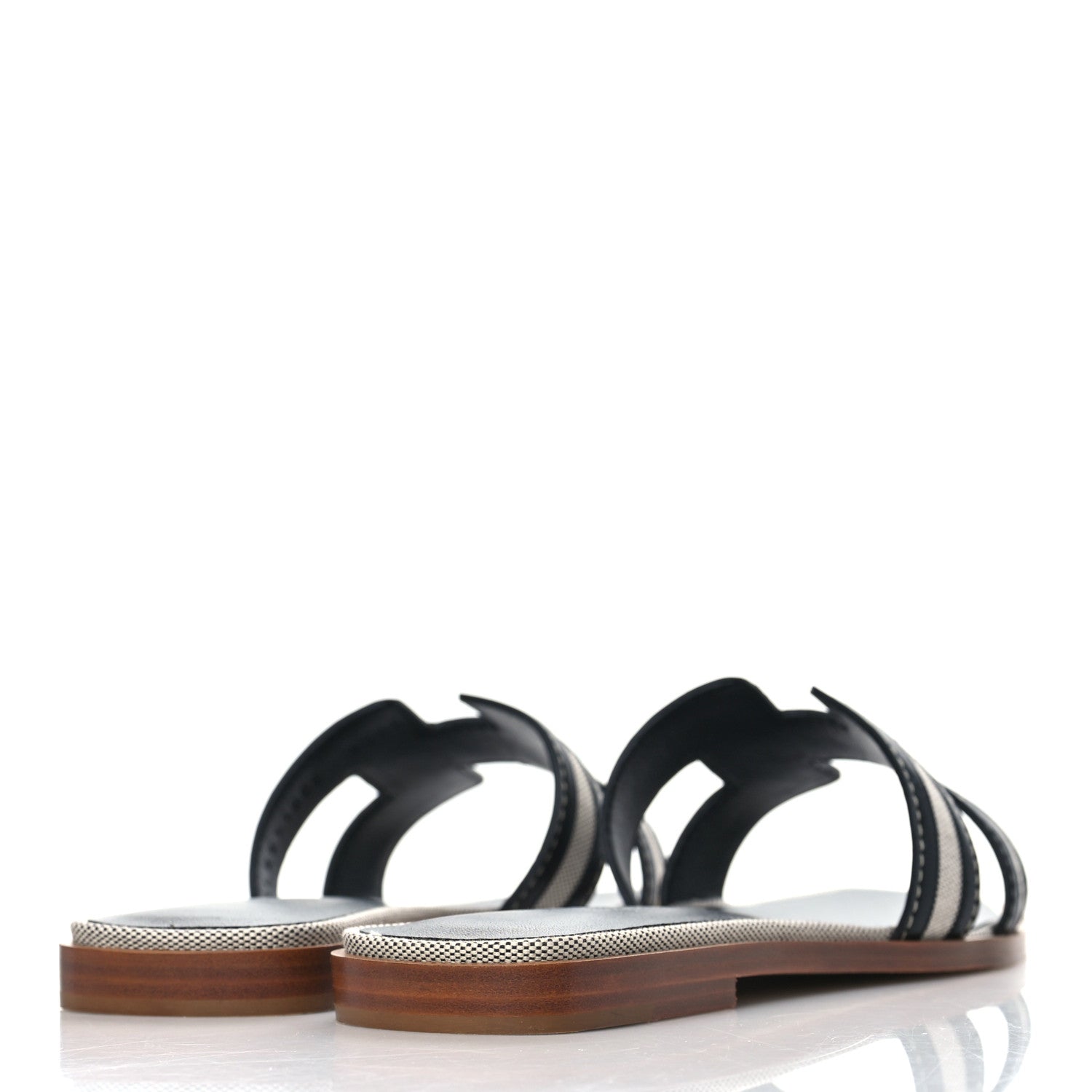 Hermes Calfskin Canvas Oran Sandals 36.5 Black 4 of 9