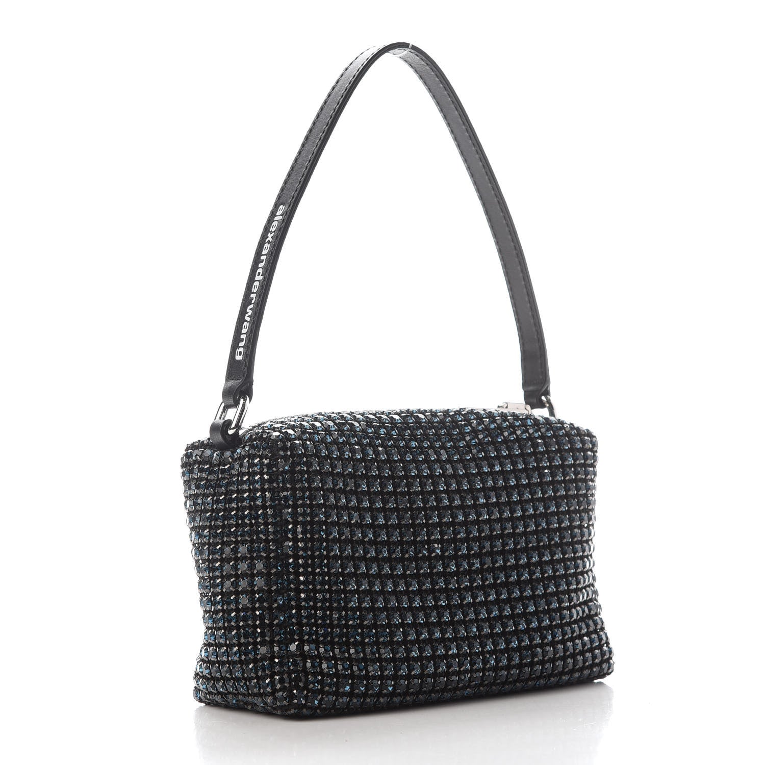 Alexander Wang Mesh Crystal Rhinestone Mini Heiress Pouch Navy 2 of 7