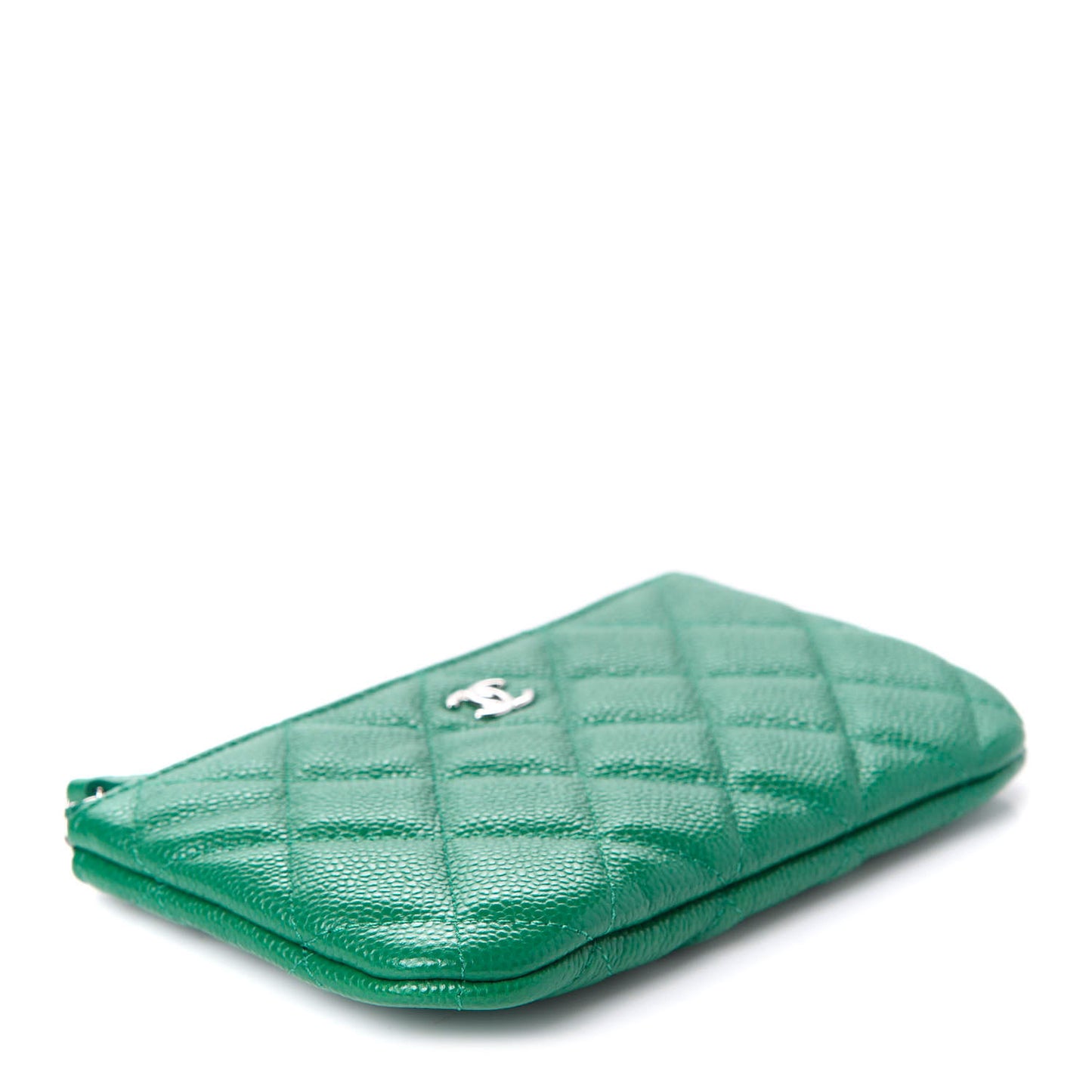 Caviar Quilted Small Cosmetic Case Green