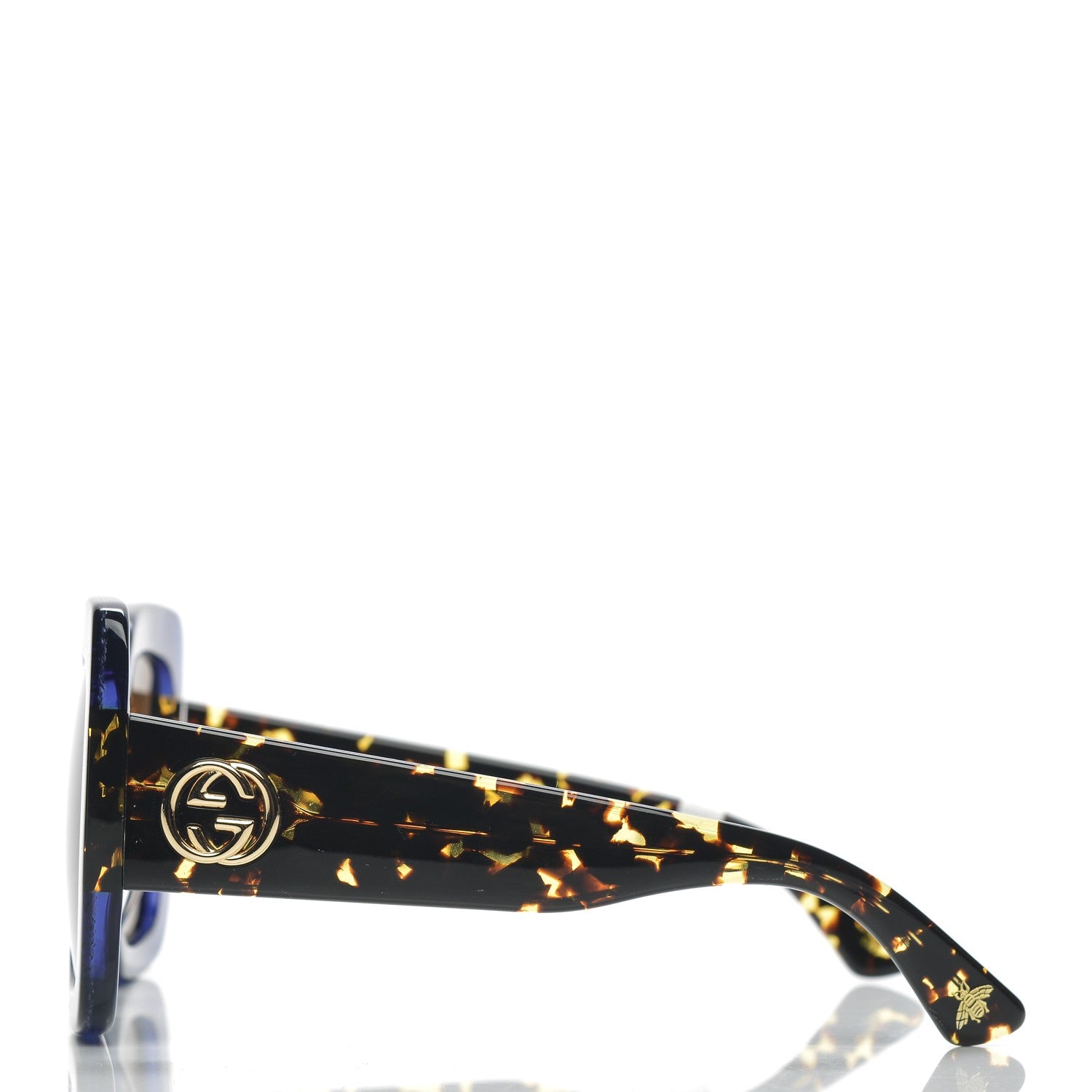 Gucci Square Frame GG0083S Sunglasses Glitter Blue Havana Brown 2 of 9