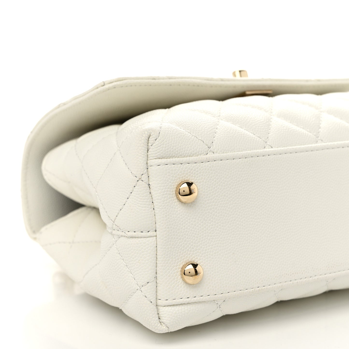 Caviar Quilted Mini Coco Handle Flap White