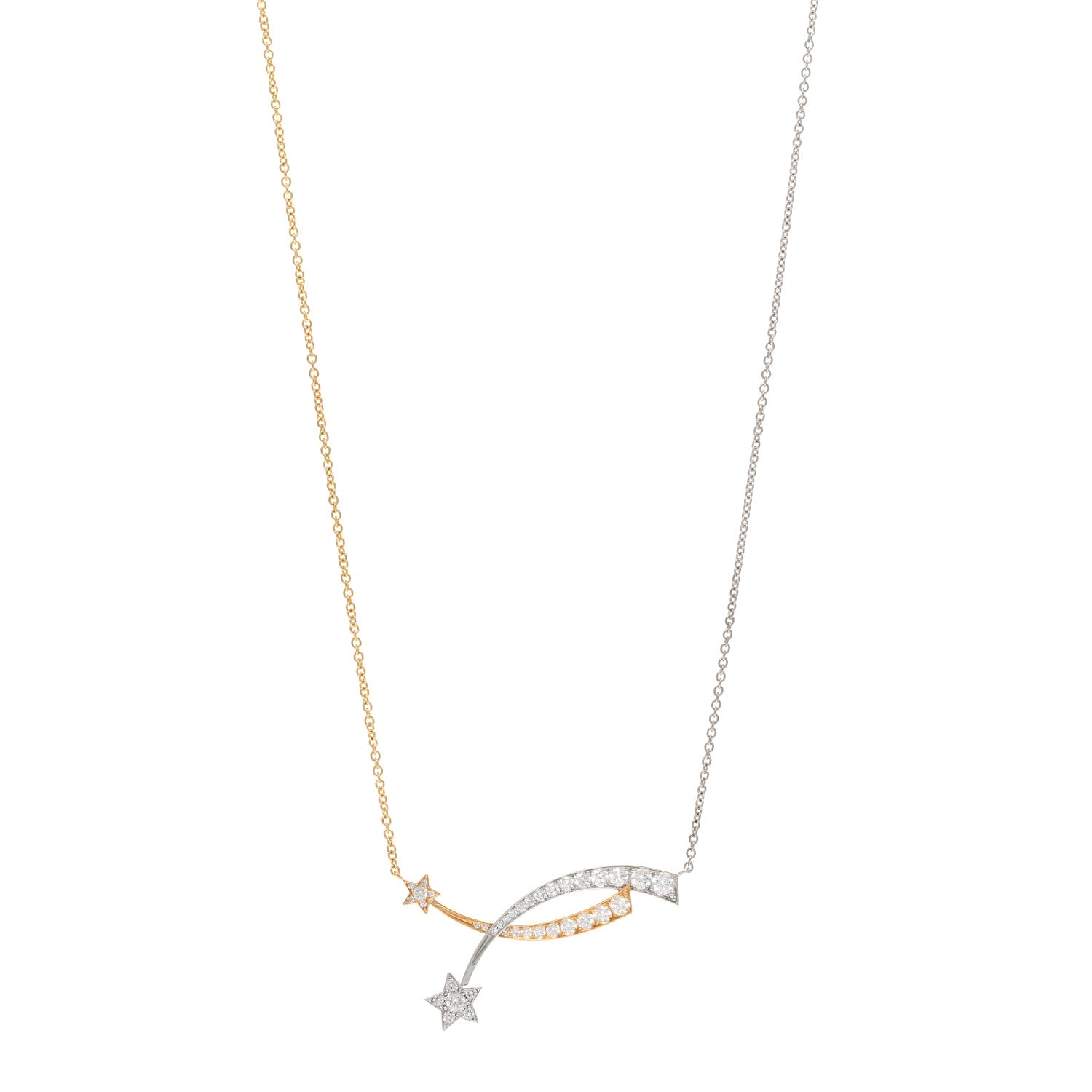 Chanel 18K White Yellow Gold Diamond Etoile Filante Necklace 1 of 5