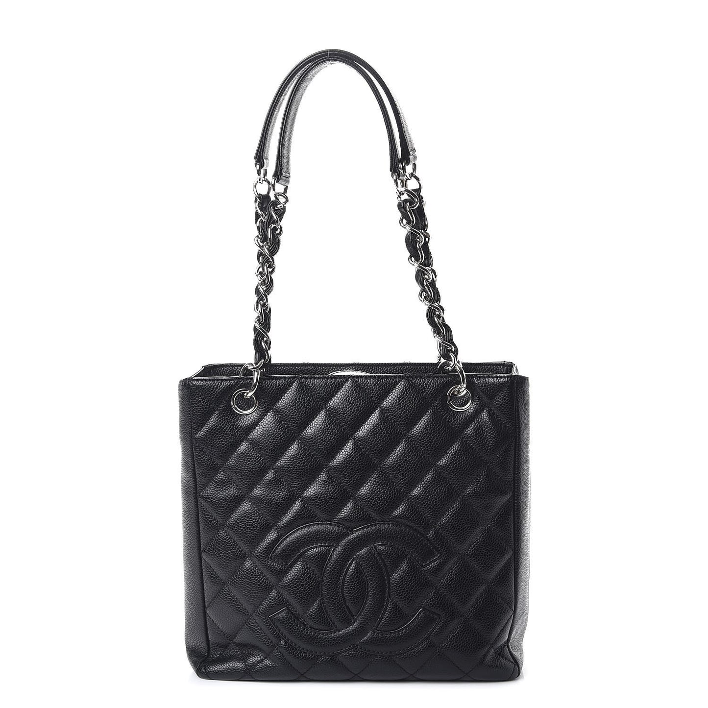 Caviar Quilted Petit Shopping Tote PST Black