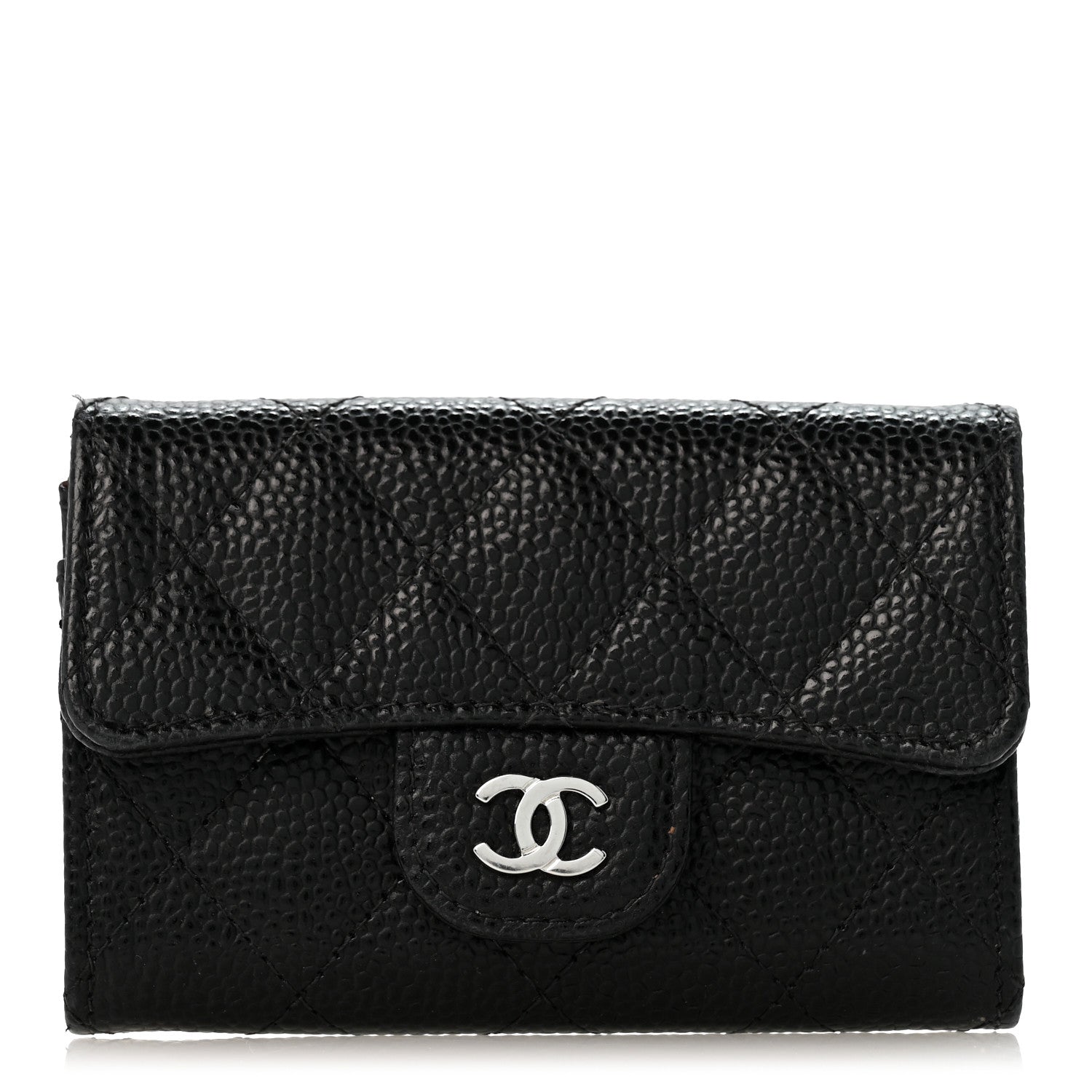 Chanel Caviar Quilted Flap Card Holder Wallet Black 1 of 9