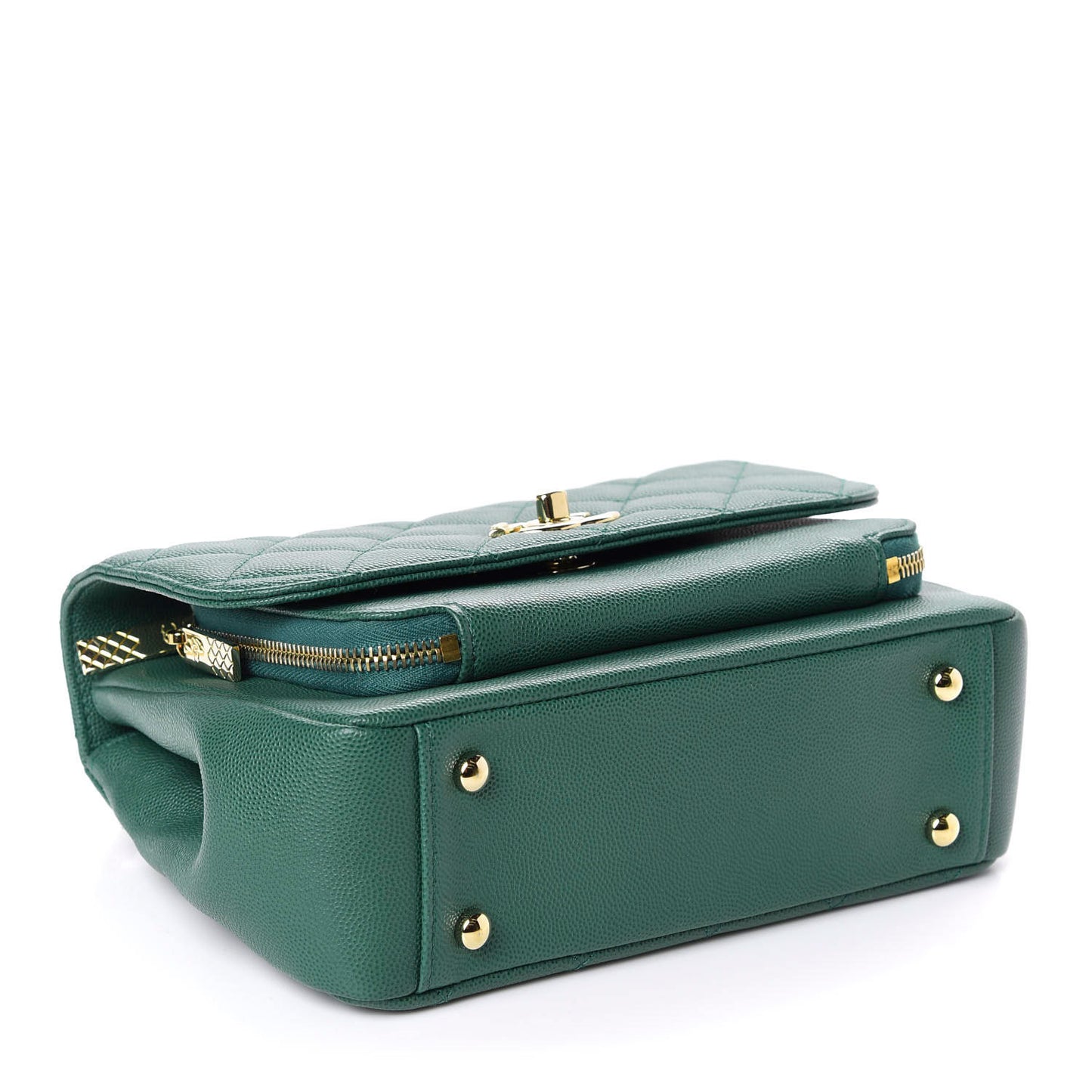 Caviar Quilted Medium Business Affinity Flap Green