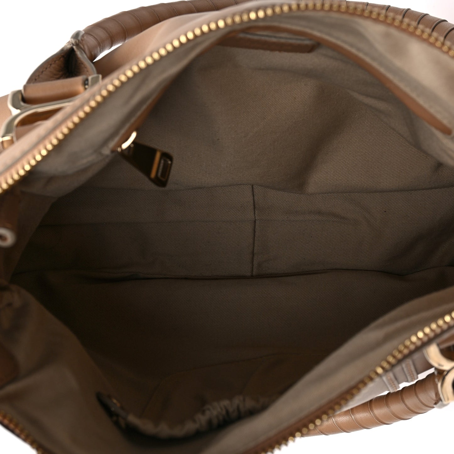 Smooth Calfskin Medium Marcie Metal Bar Trim Satchel Beige
