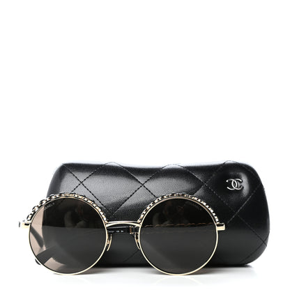 Chanel Metal Calfskin Round Chain Sunglasses 4265-Q Black 8 of 8