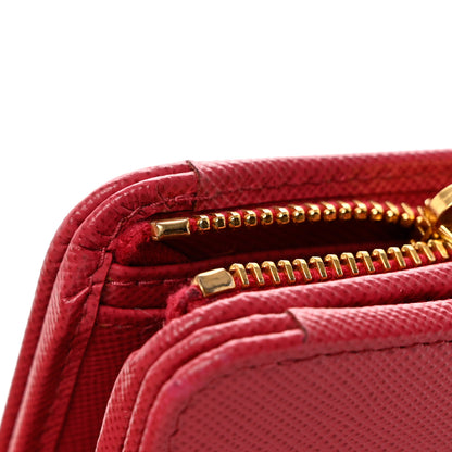 Prada Saffiano Metal Compact Wallet Peonia 8 of 8