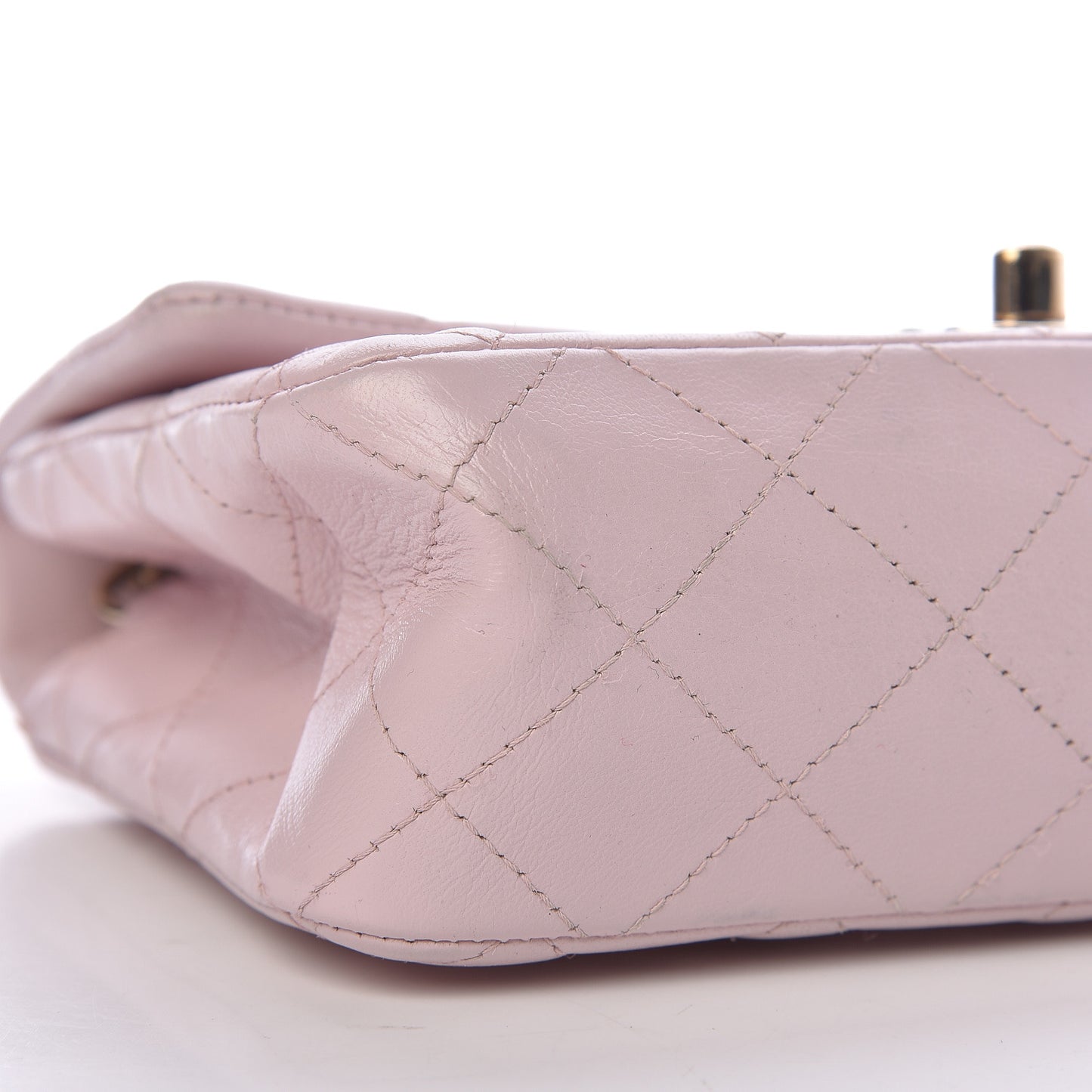 Lambskin Quilted Mini Rectangular Flap Light Pink