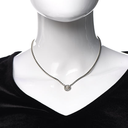 David Yurman Sterling Silver 18K Yellow Gold Diamond 12mm Pave Cookie Necklace 2 of 5