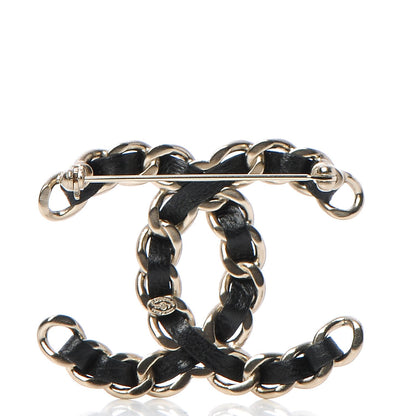 Chanel Lambskin Chain CC Brooch Black Gold 3 of 5