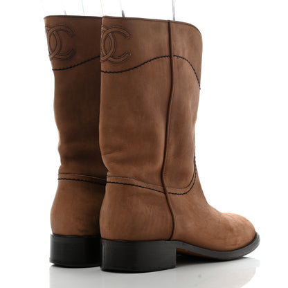 Chanel Nubuck CC Short Boots 39 Light Brown 4 of 17