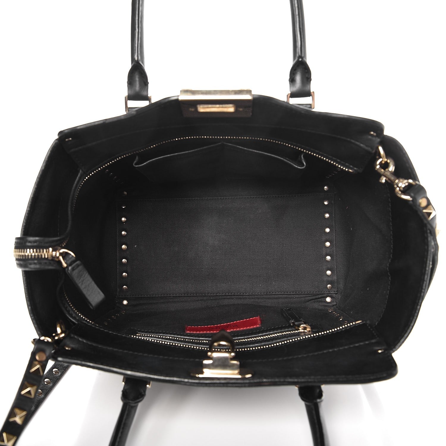 Valentino Garavani Vitello Small Rockstud Double Handle Tote Black 5 of 12