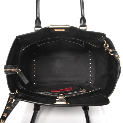 Valentino Garavani Vitello Small Rockstud Double Handle Tote Black 5 of 12
