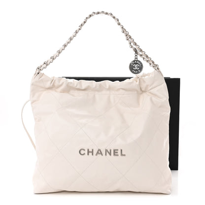 Chanel Shiny Calfskin Quilted Small Chanel 22 White 14 of 14