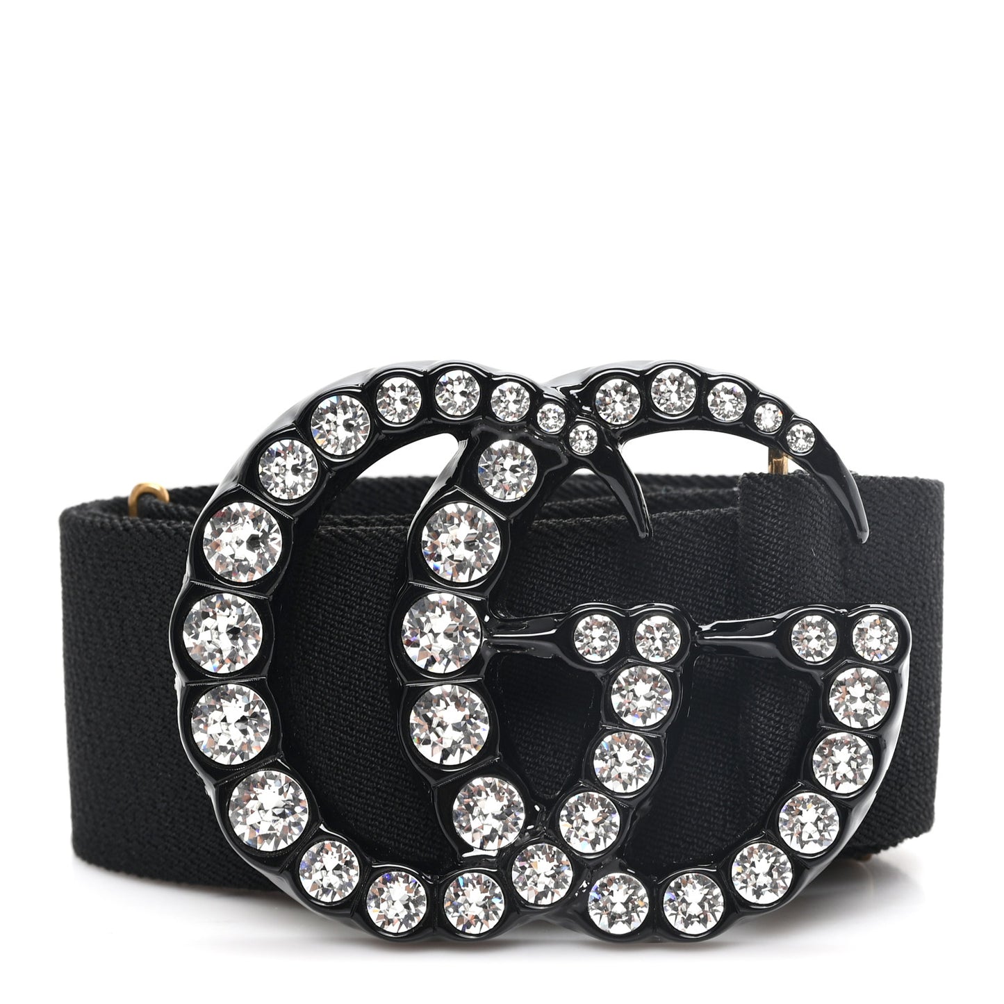 Elastic Crystal Embellished Plexiglass GG Marmont Belt 90 36 Black