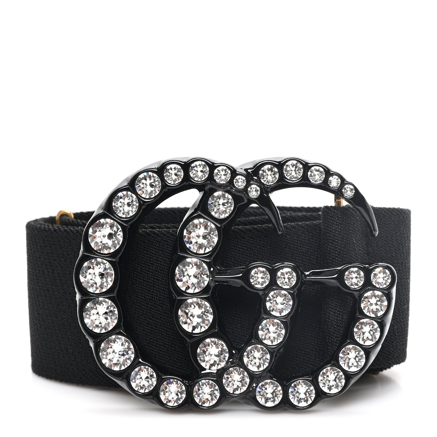Gucci Elastic Crystal Embellished Plexiglass GG Marmont Belt 90 36 Black 1 of 3