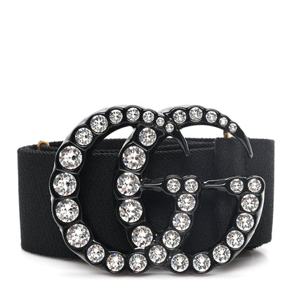 Gucci Elastic Crystal Embellished Plexiglass GG Marmont Belt 90 36 Black 1 of 3