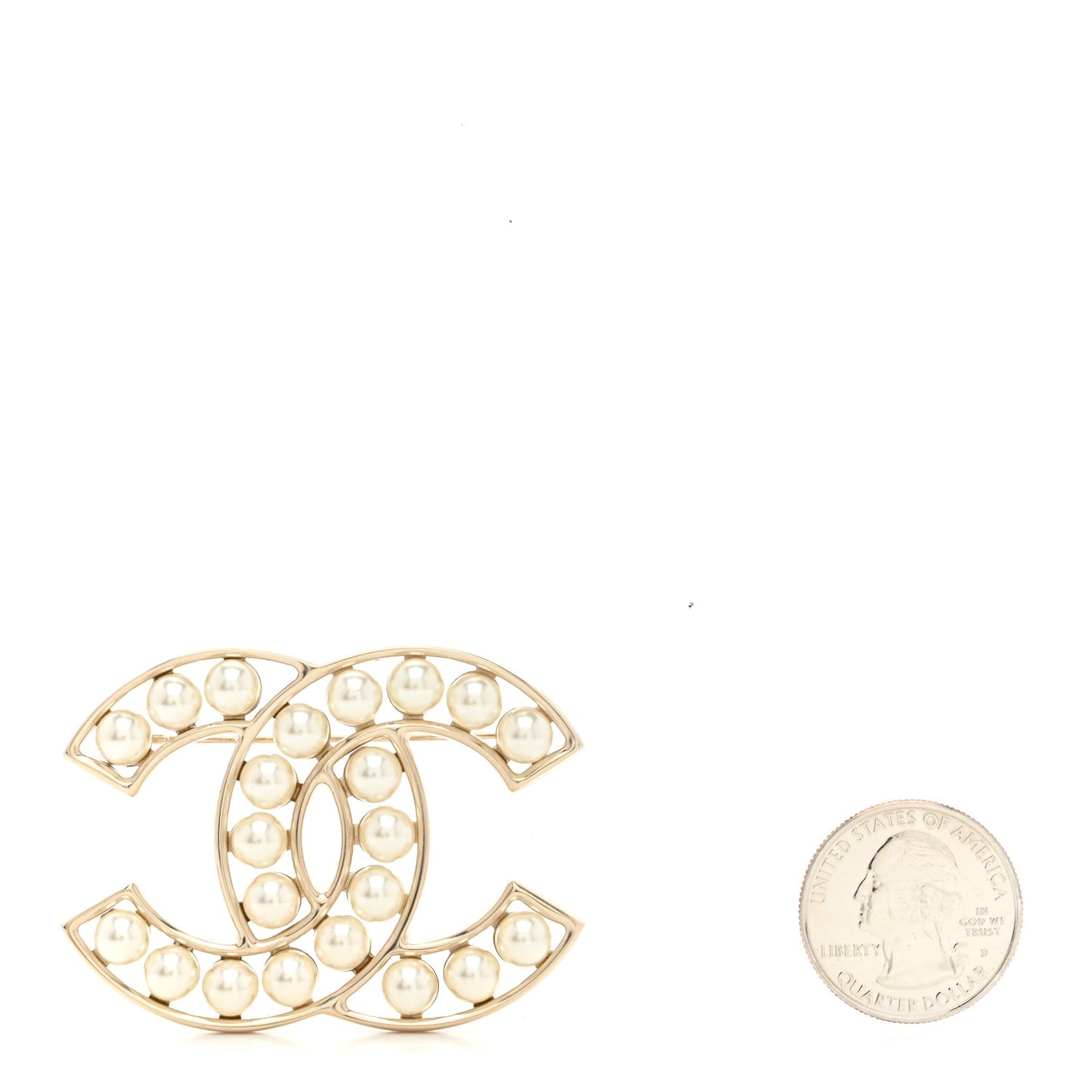 Pearl CC Brooch Light Gold