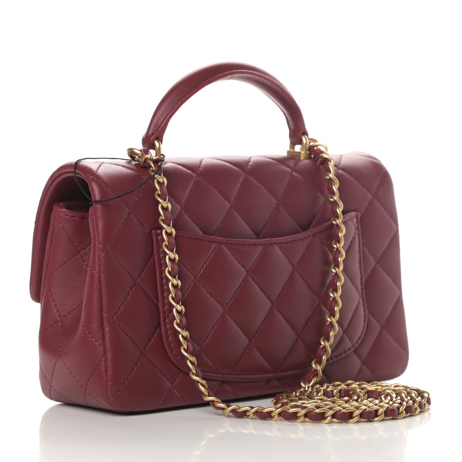 Chanel Lambskin Quilted Mini Top Handle Rectangular Flap Burgundy 3 of 11