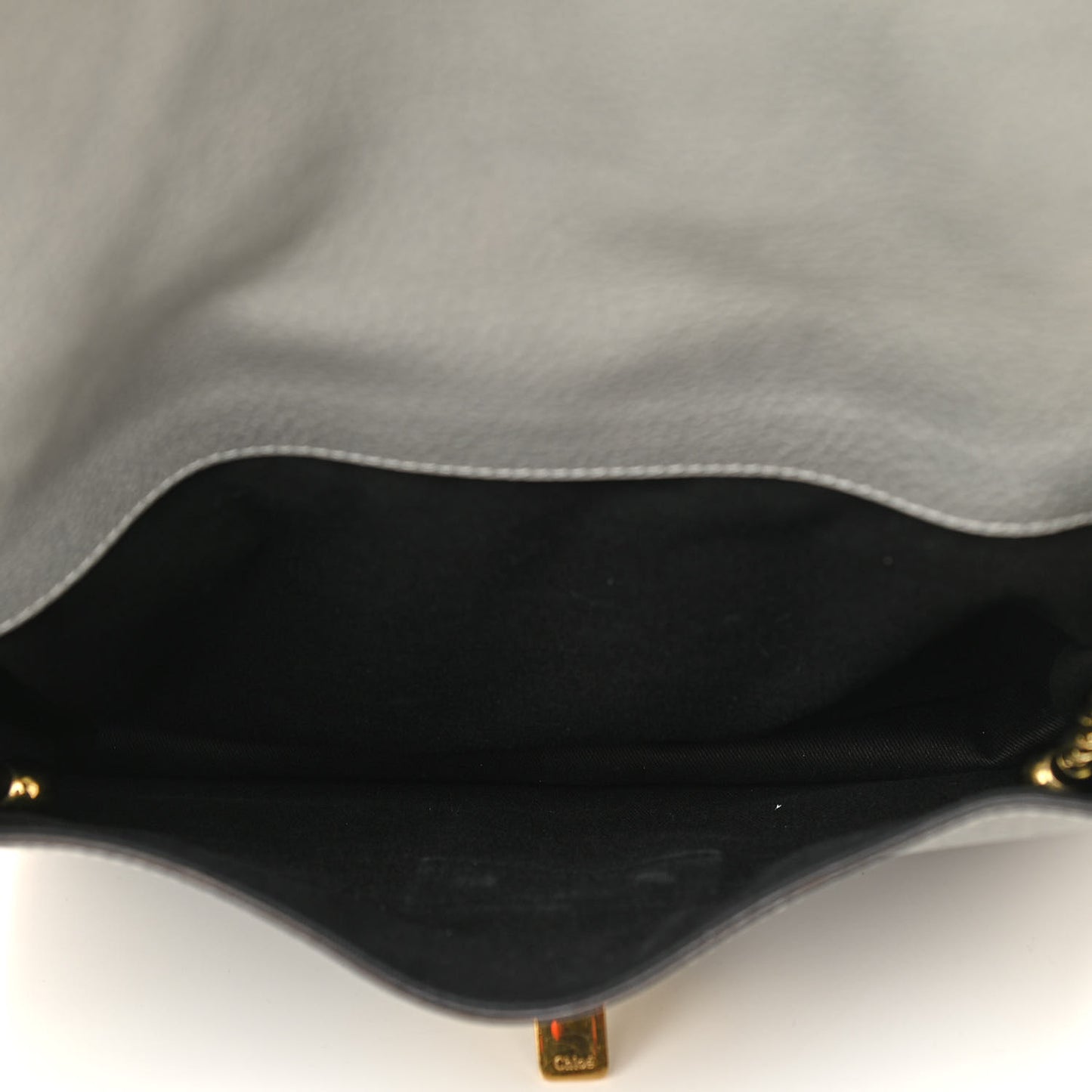 Grained Calfskin Medium Sally Flap Bag Grey