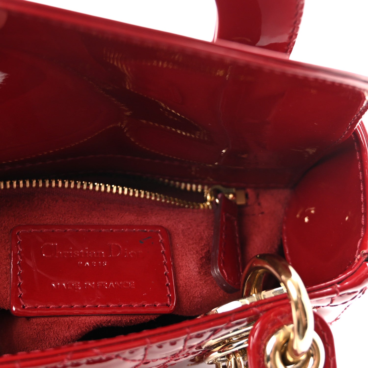Christian Dior Patent Cannage Mini Lady Dior Red 6 of 9