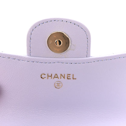 Chanel Lambskin Quilted Top Handle Flap Coin Purse With Chain Light Purple 6 of 12