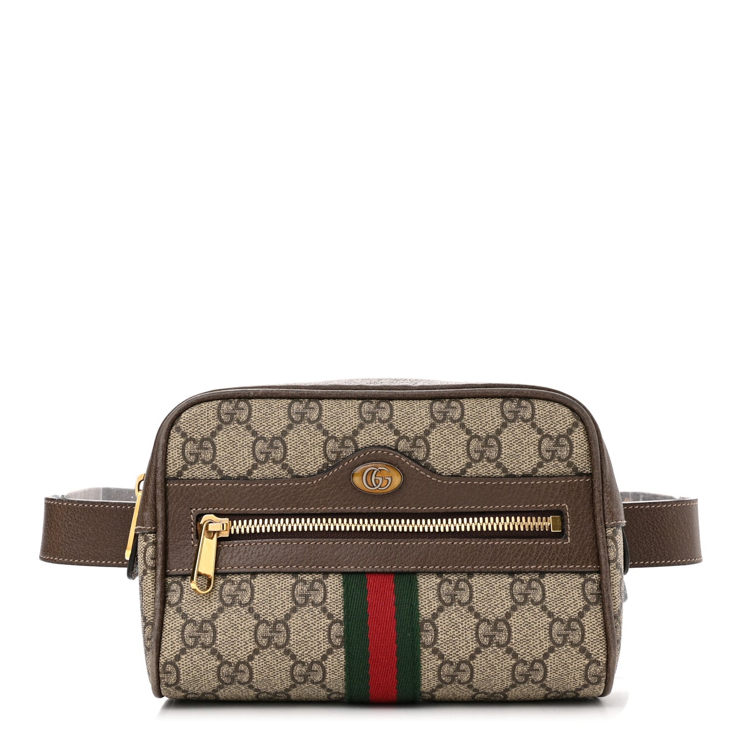 GG Supreme Monogram Web Small Ophidia Belt Bag 85 34 Dark Brown