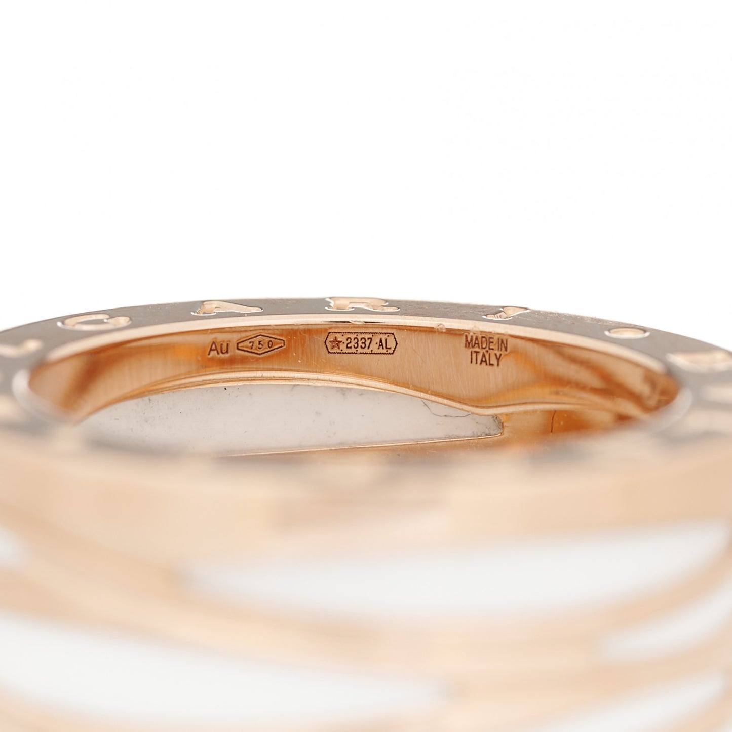 18K Rose Gold White Ceramic B.Zero1 Legend Four-Band Ring 57 8